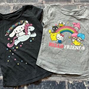 Hello Kitty and Cinnamoroll toddler shirts, size 2T